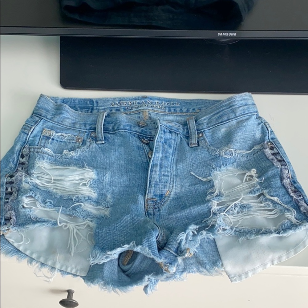 american eagle high rise jean shorts
